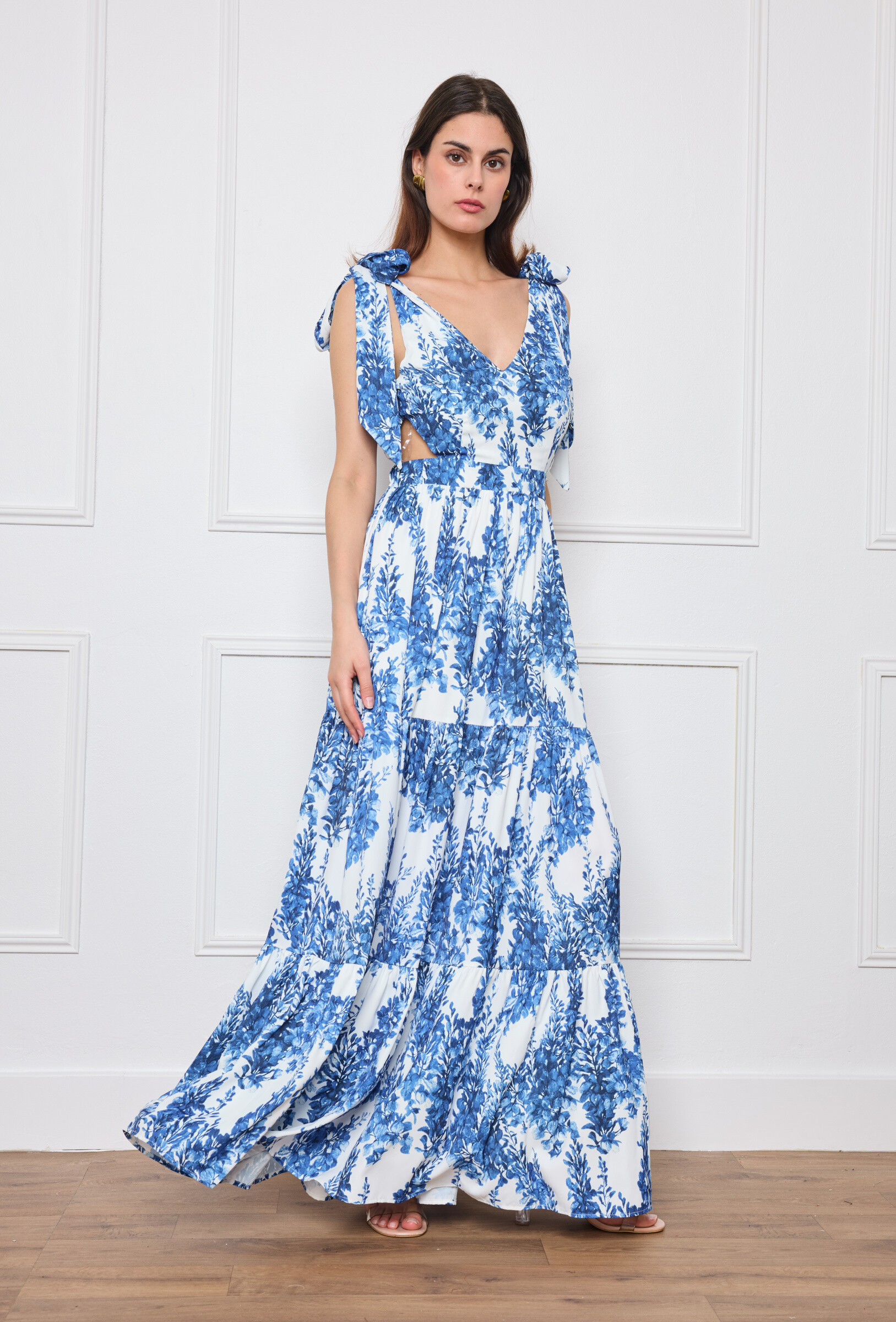 Wholesaler Flam Mode - Long flower dress with adjustable strap