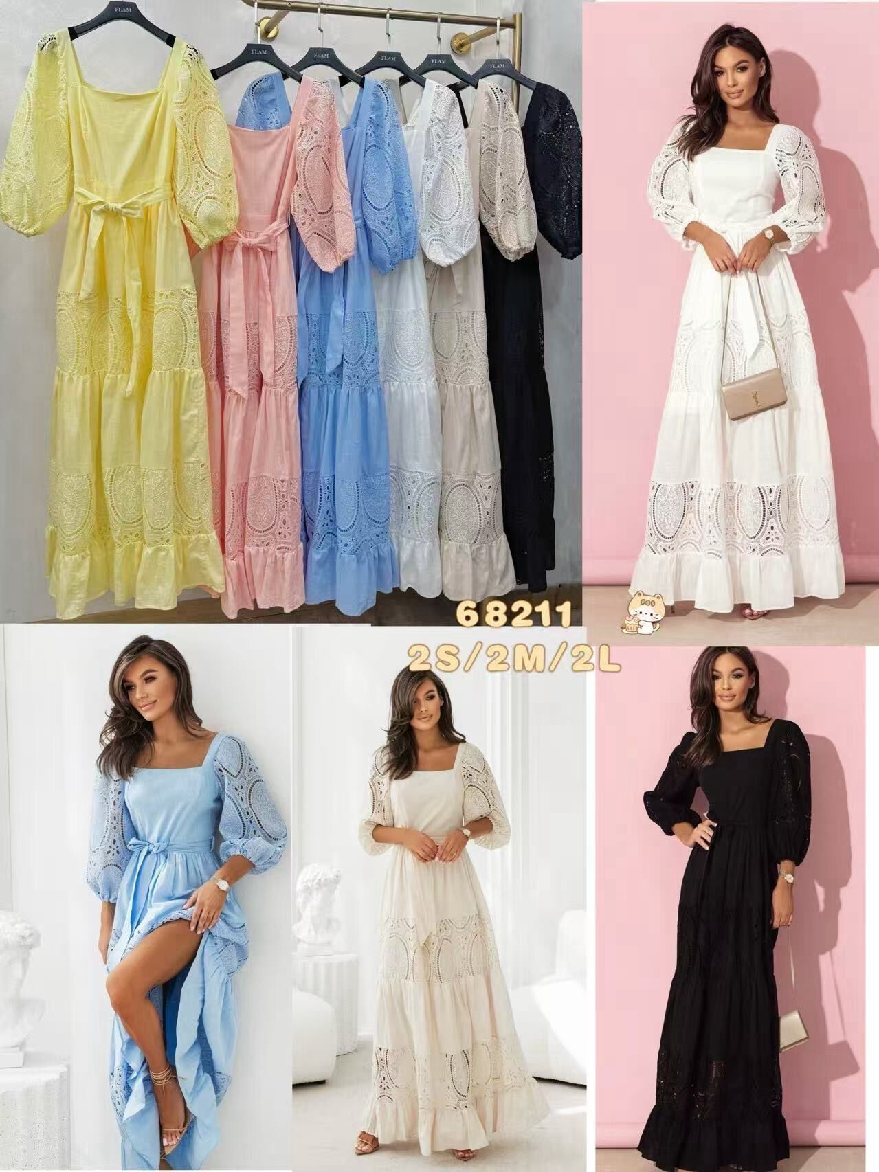 Wholesaler Flam Mode - LACE LINEN DRESS