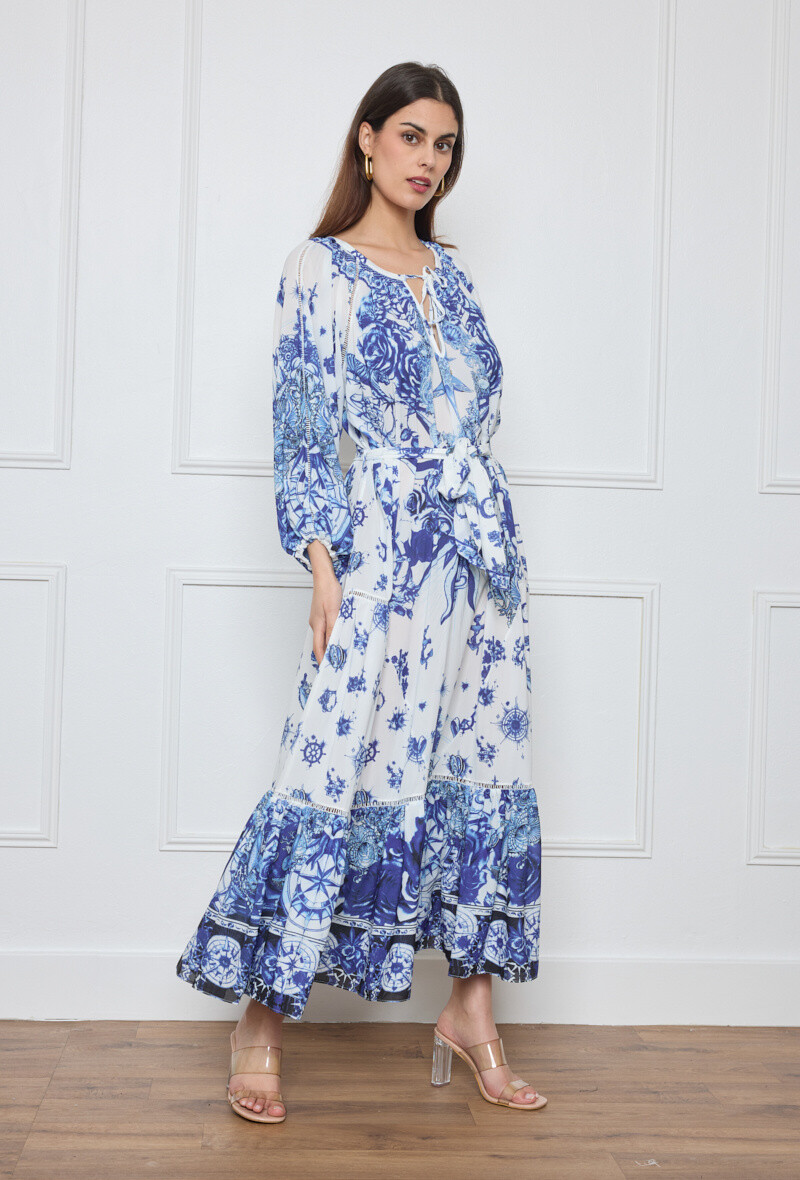 Wholesaler Flam Mode - Long -fitted dress at the waist