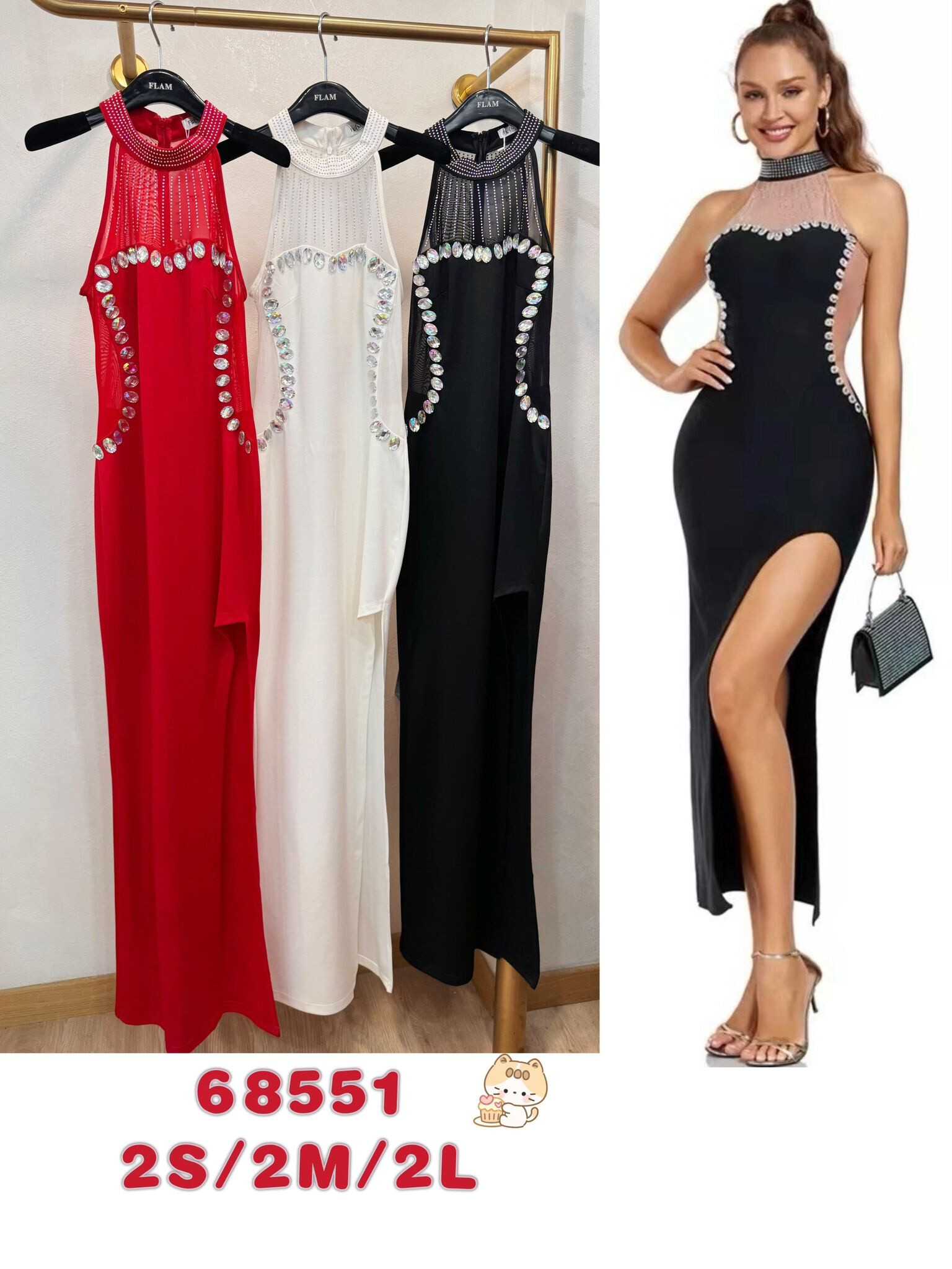 Grossiste Flam Mode - Robe de soirée avec une jolie fente