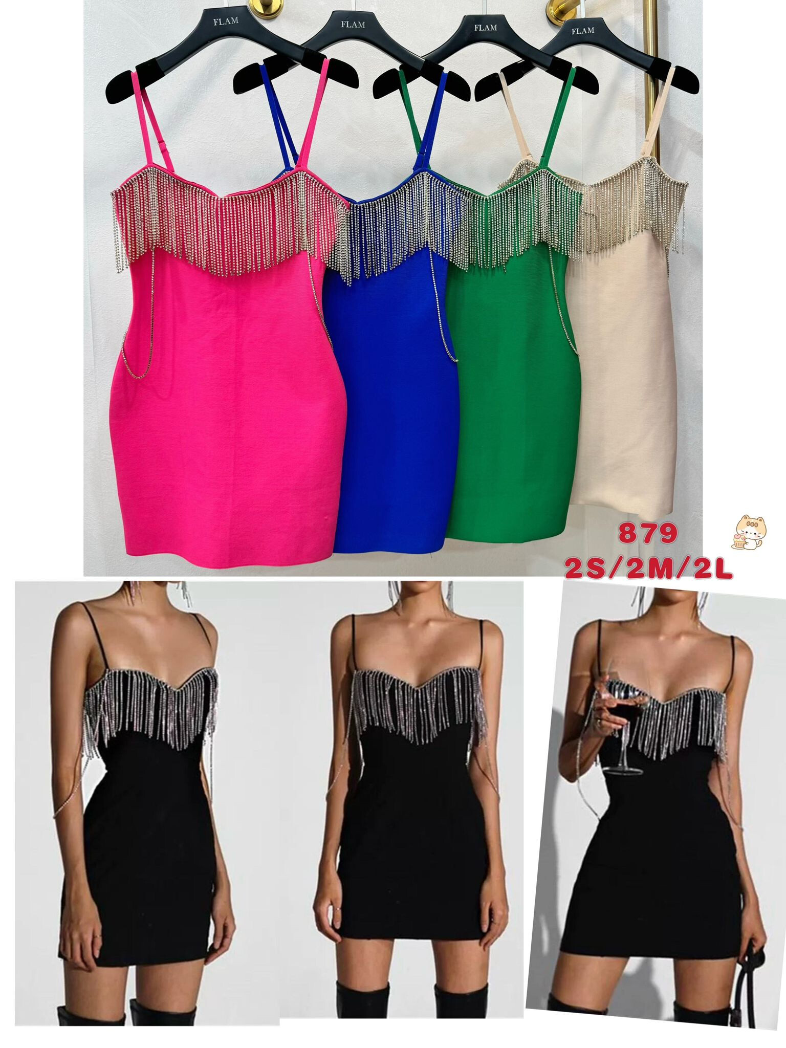 Grossiste Flam Mode - Robe avec bretelles ajustables et strass