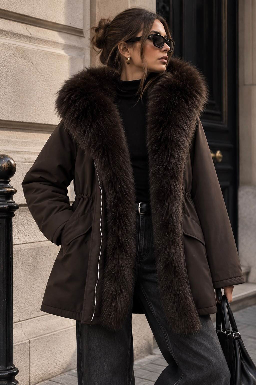 Großhändler Flam Mode - Jacke mit Kunstfellkragen