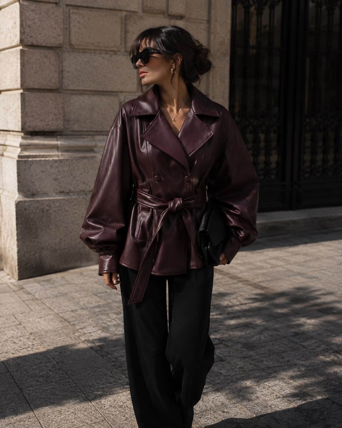 Wholesaler Flam Mode - Belted faux leather jacket