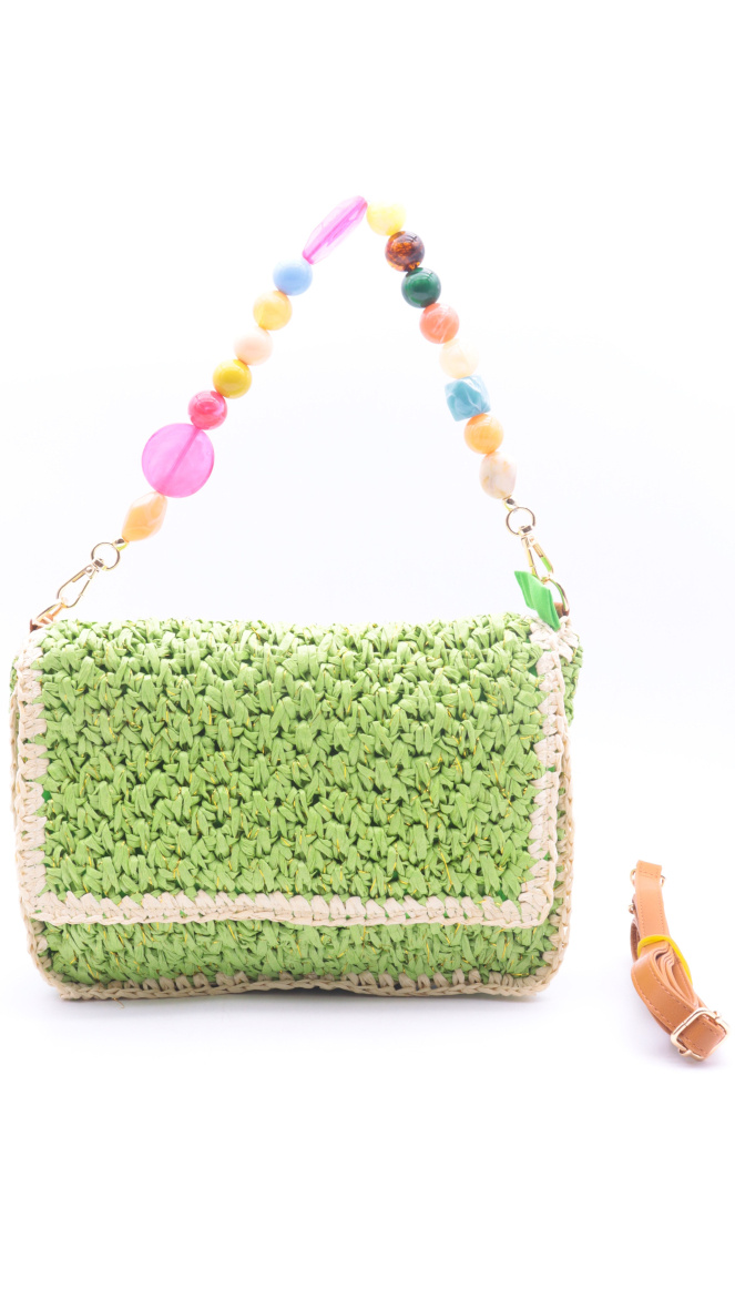 Borsa A Tracolla In Paglia Per Bambine – Estiva, Stile Boho, Con Fodera – Perfetta Per Spiaggia E Vacanze – Verde - 2