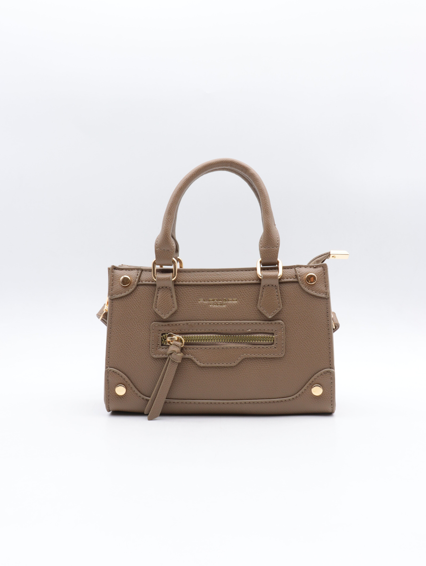 Sac à main version mini
avec bandoulière amovible et réglable
fermeture par le haut zippée
poche devant zippée
Dimension : L22 x H14 x P7 cm