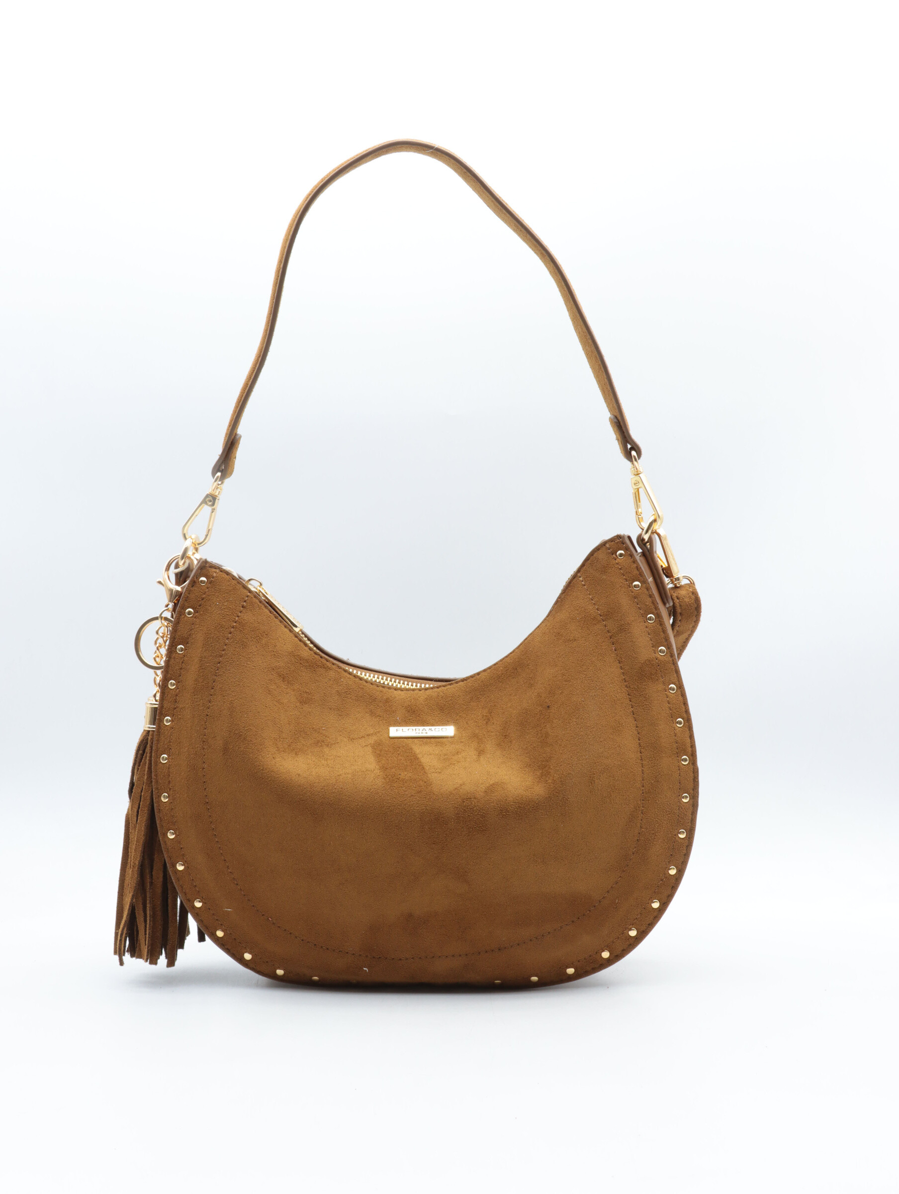 crossbody bag
with removable handle and adjustable, removable strap
top zip closure
back zip pocket
interior zip pocket
exterior trim adorned with gold studs
floral print lining
L30*H20*P9 cm