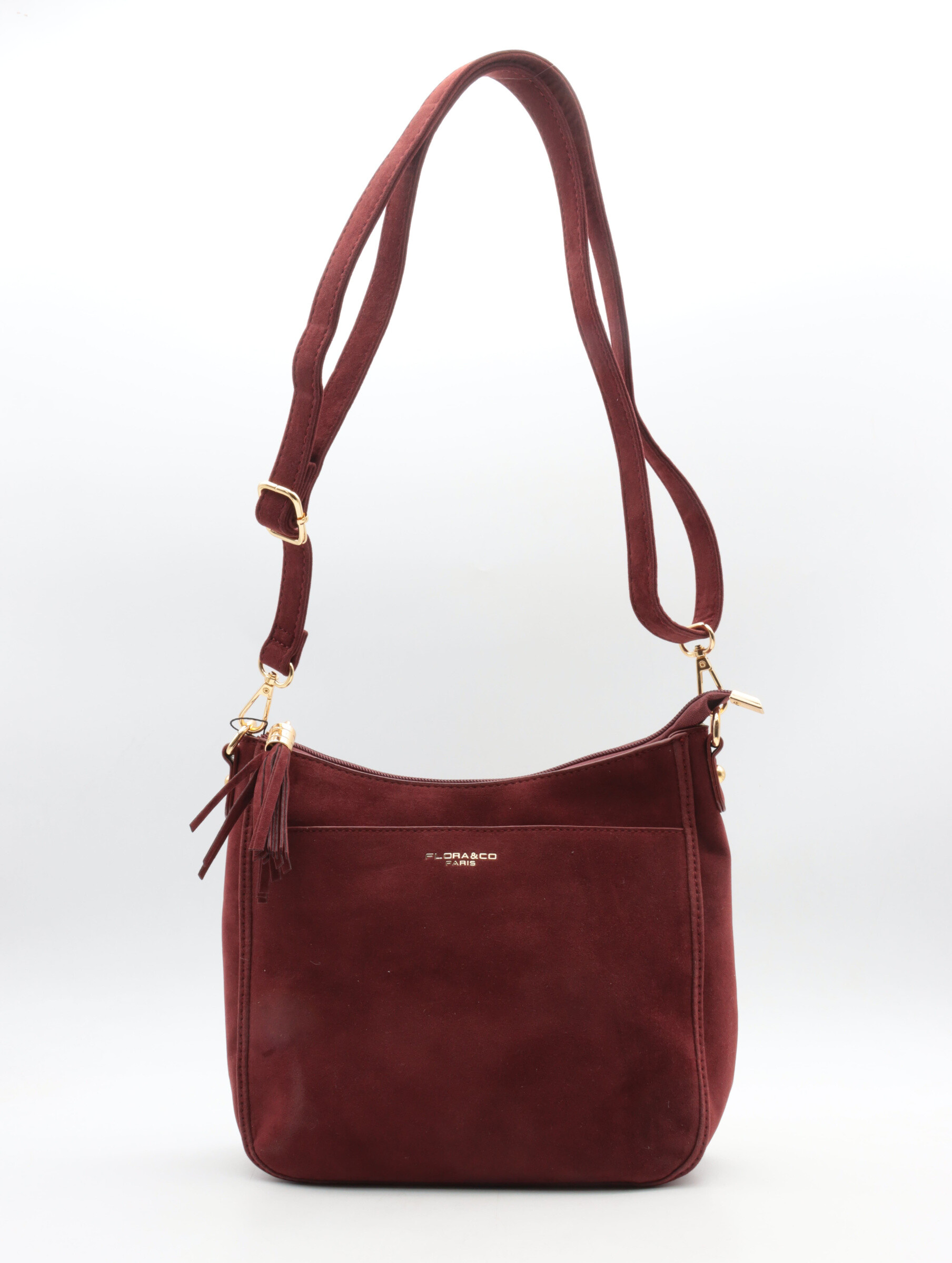 Sac bandoulière suédine
avec bandoulière amovible et réglable
fermeture par le haut zippée
poche devant par pression
poche arrière zippée
poche intérieur zippée
doublure imprimé fleur
Dimension : L26 x H22 x P11 cm