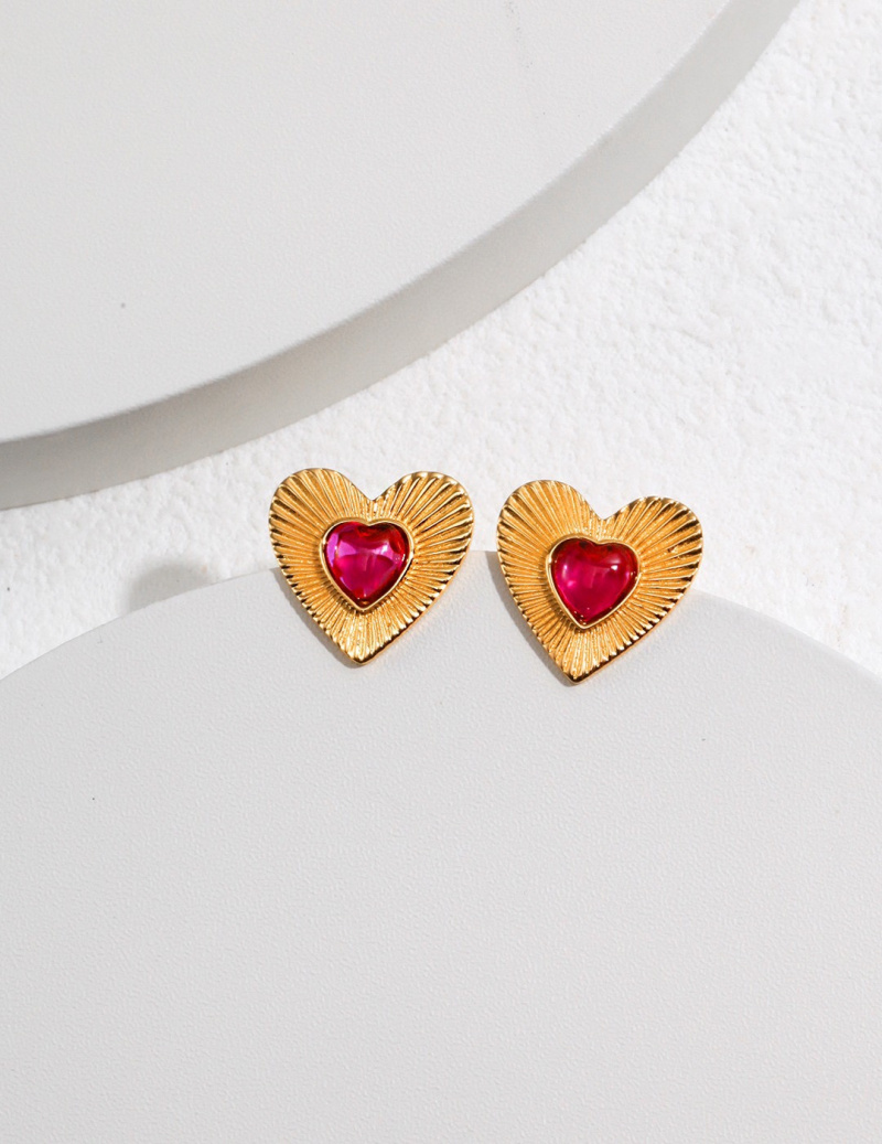 Wholesaler Flyja - Zirconium heart chip earrings