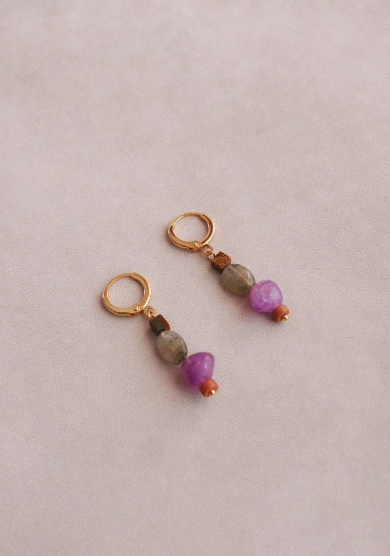 Wholesaler Flyja - Natural stone dangling hoop earrings