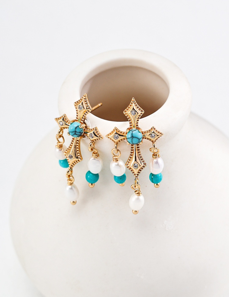 Wholesaler Flyja - Ethnic earrings with turquoise stones