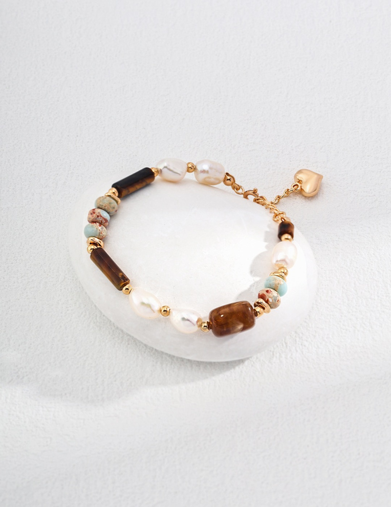 Wholesaler Flyja - Cultured pearl bracelet with natural stones