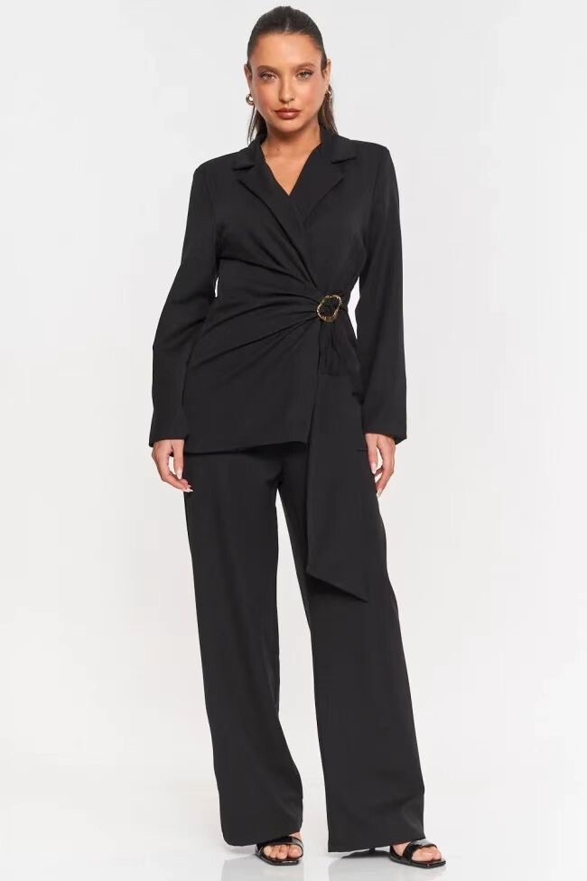 Grossiste FOLIE LOOK - Ensemble chic veste avec nœud et pantalon