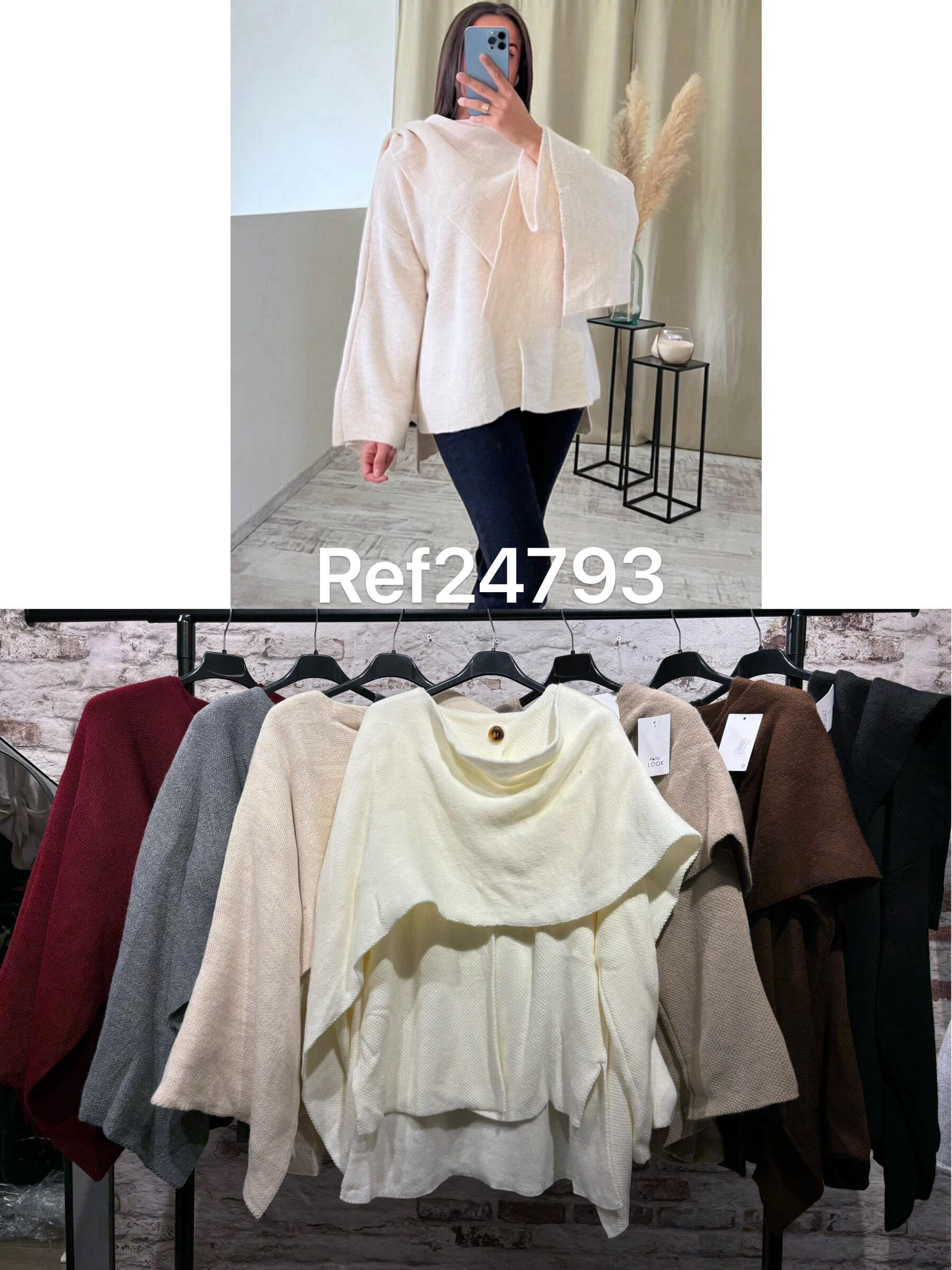 Wholesaler FOLIE LOOK - Plain knitted cape vest