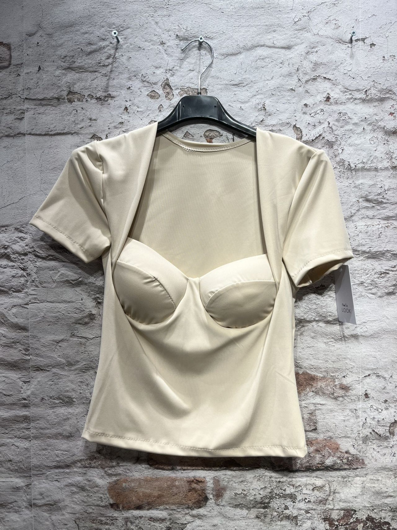 Wholesaler FOLIE LOOK - Small plain tops with square collar