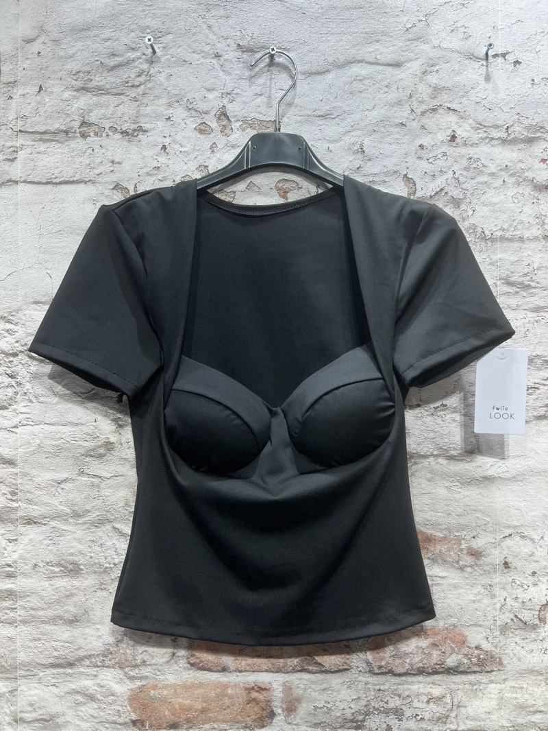 Wholesaler FOLIE LOOK - Small plain tops with square collar