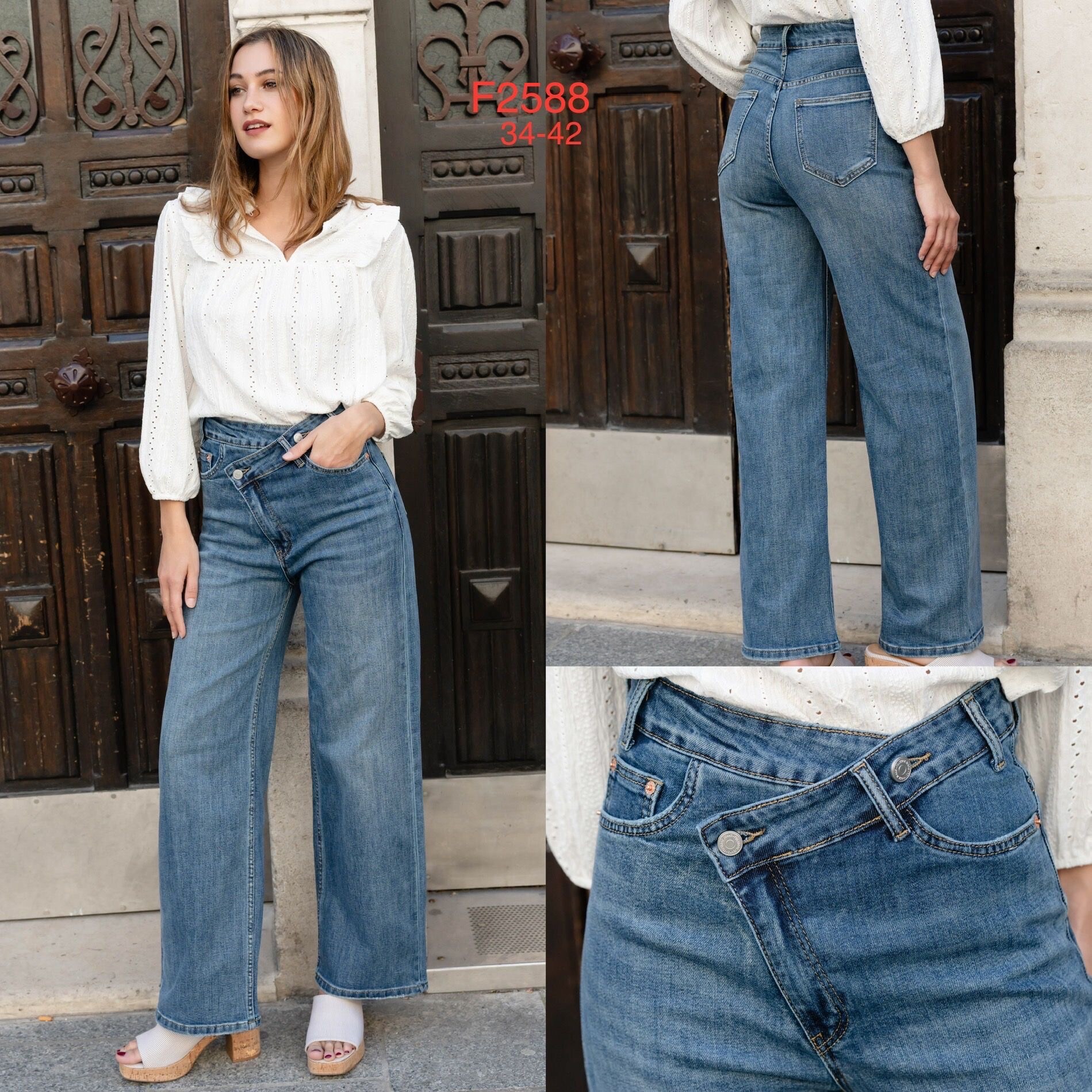Grossiste FOLYROSE - JEAN WIDE LEG ASYMETRIQUE