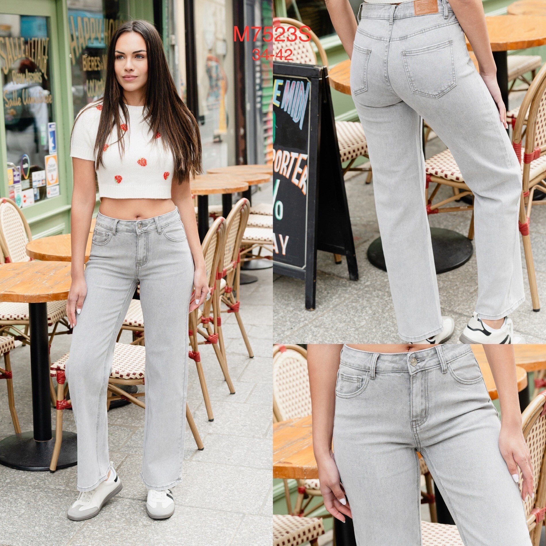 Wholesaler FOLYROSE - SHINY GREY JEANS