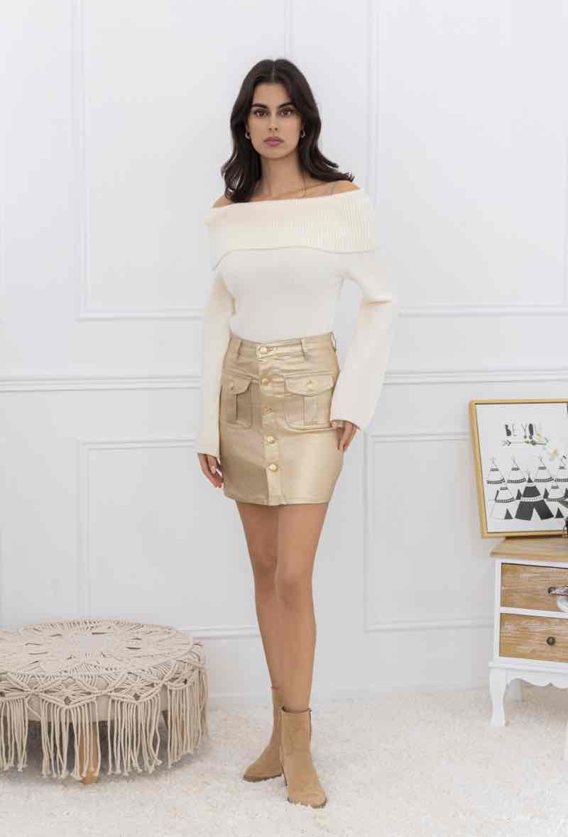 Wholesaler FOLYROSE - Gold skirt with bottoms