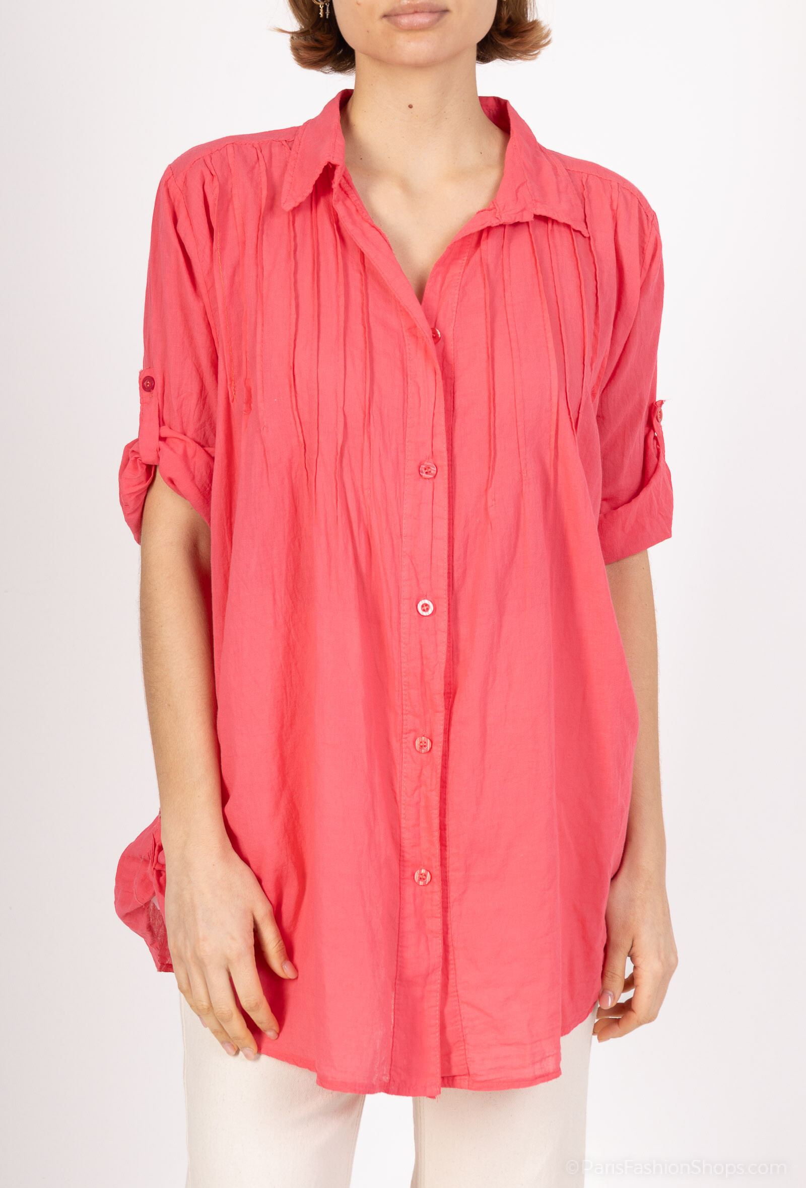 Wholesaler For Her Paris Grande Taille - Plain shirt 100% cotton sleeves 3/4