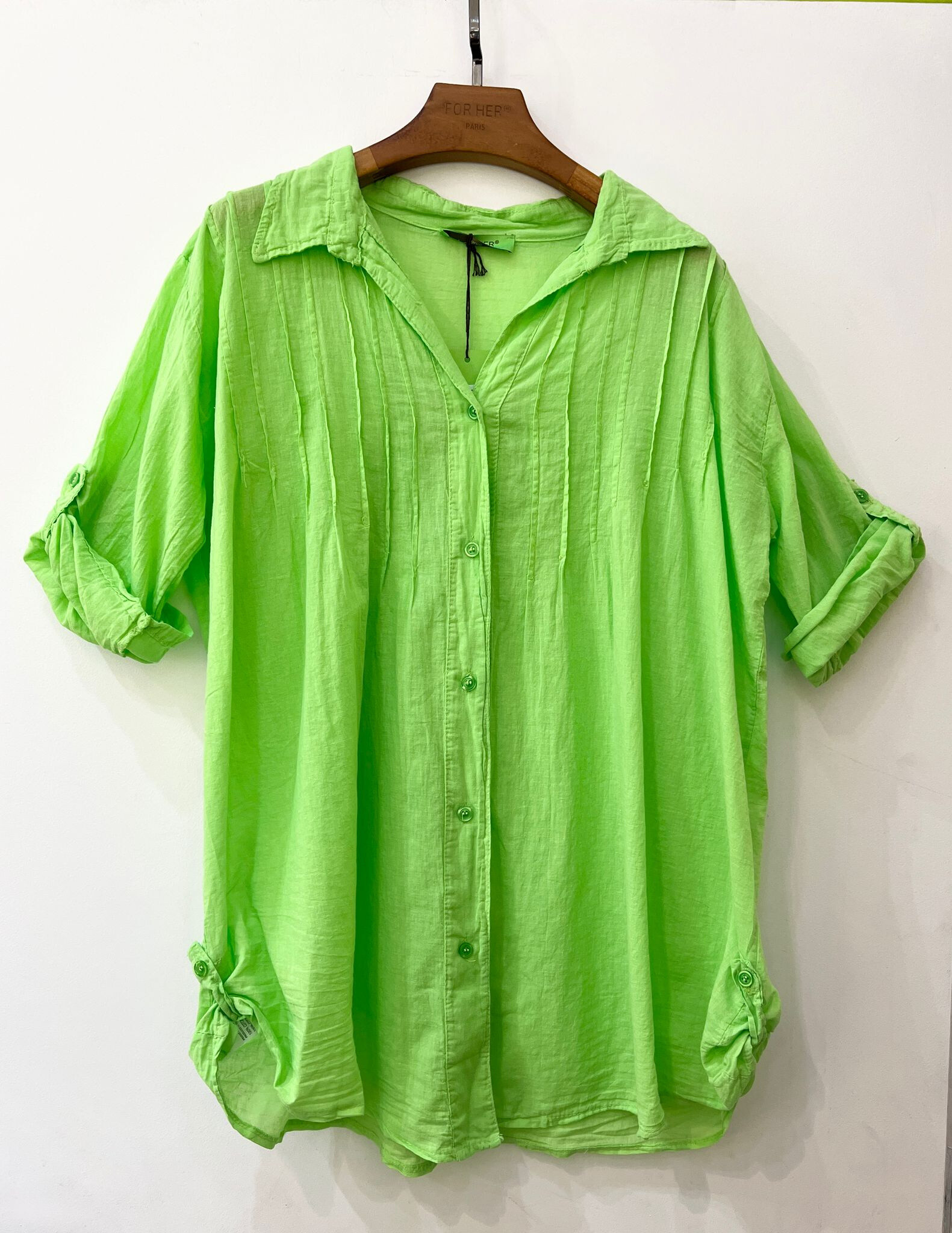 Großhändler For Her Paris Grande Taille - Unie -Shirt 100% Baumwollärmel 3/4