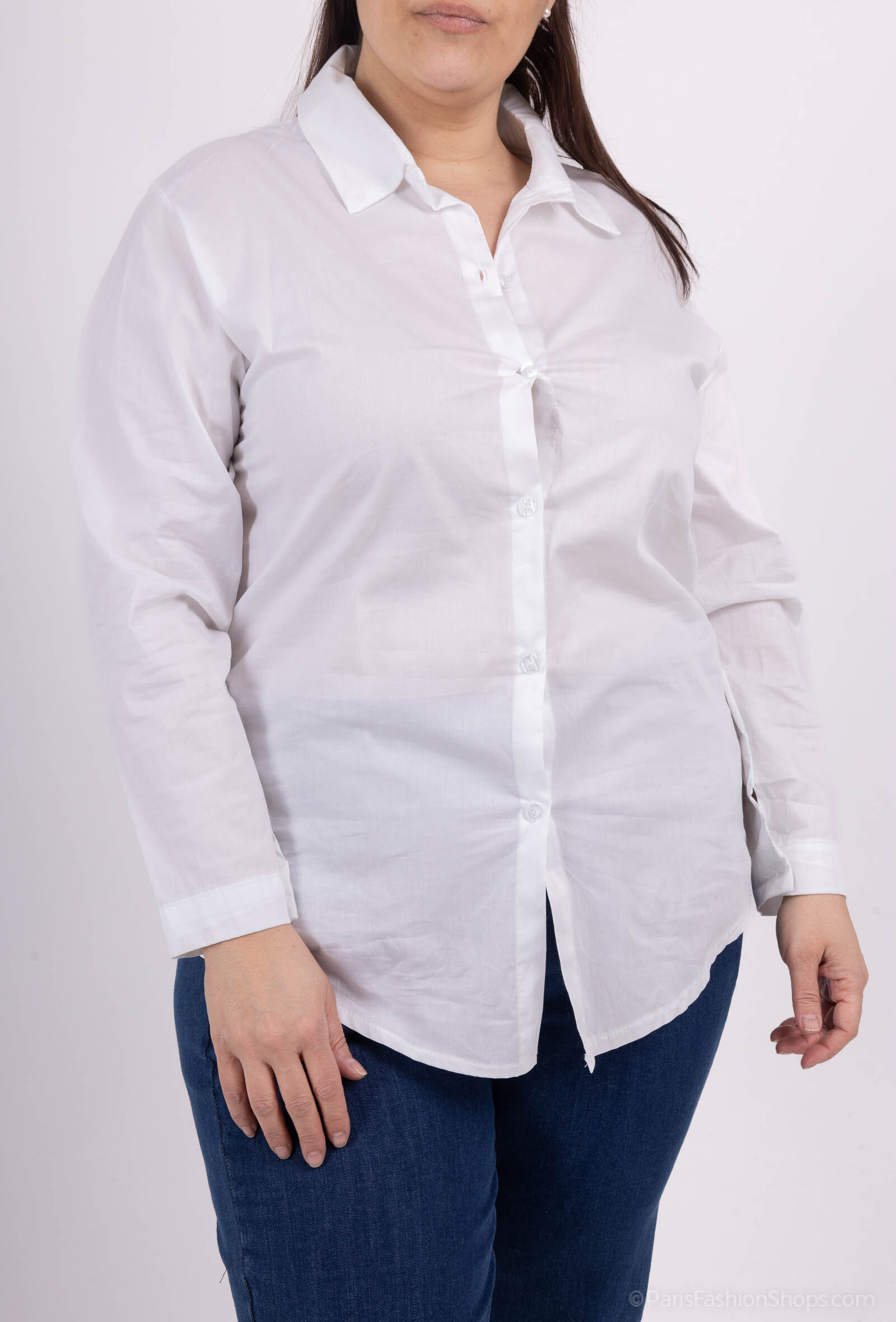 Wholesaler For Her Paris Grande Taille - 100% cotton -in -sleeve basic shirt in long sleeves