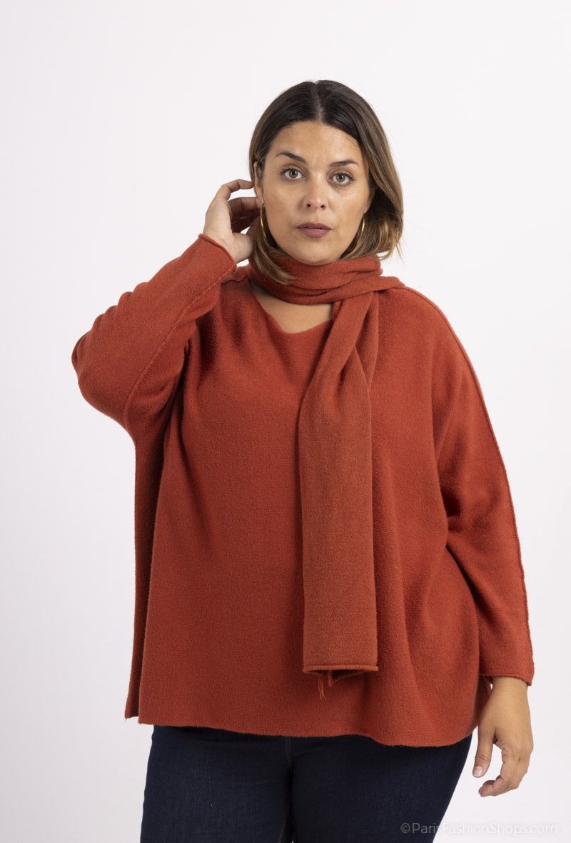 Großhändler For Her Paris Grande Taille - Übergroßer schlichter Pullover