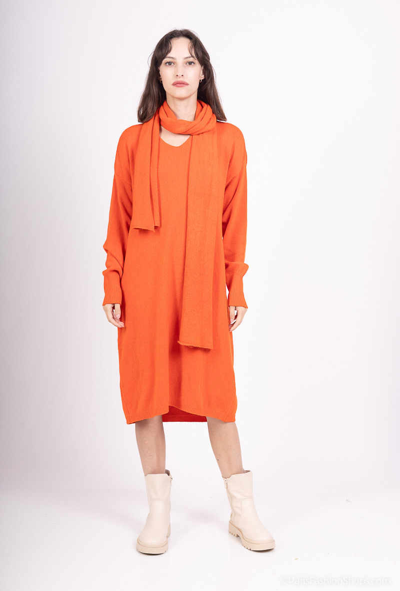 Wholesaler For Her Paris Grande Taille - Oversized plain dress and scarf