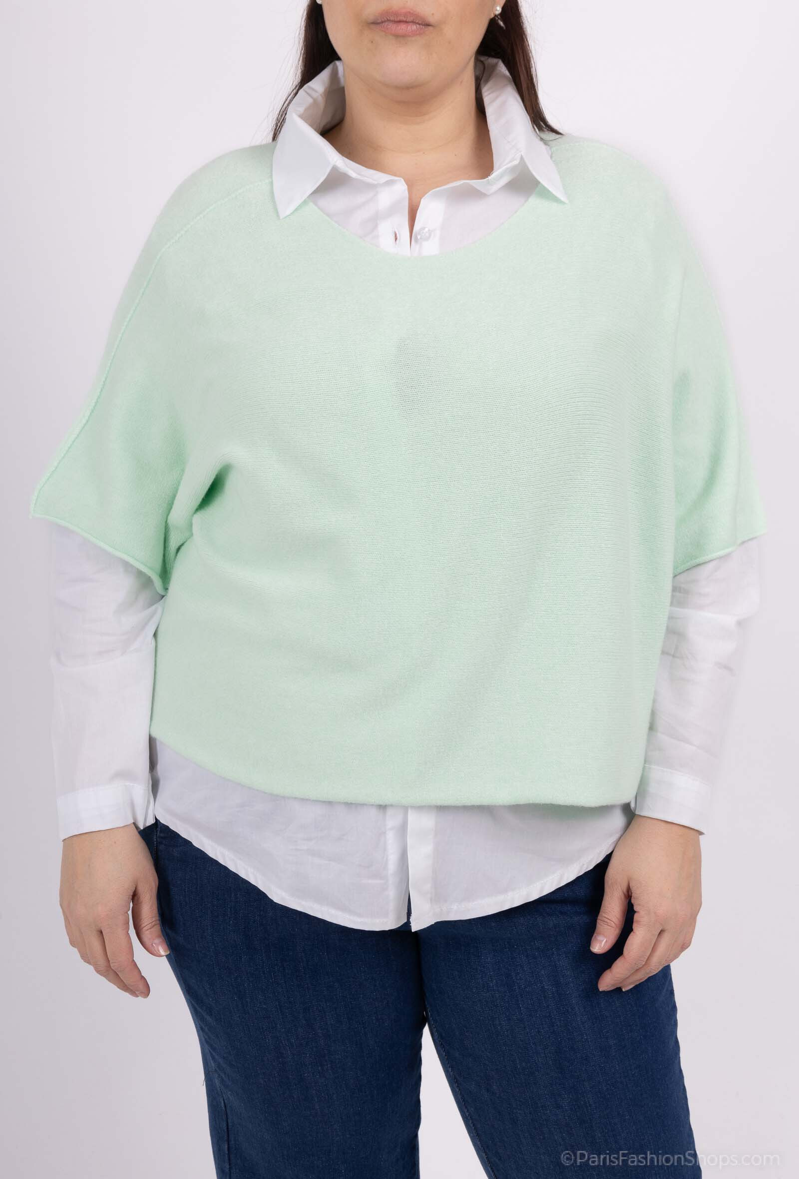 Wholesaler For Her Paris Grande Taille - Oversize seamless sweater united round and basic shirt in 100% cotton