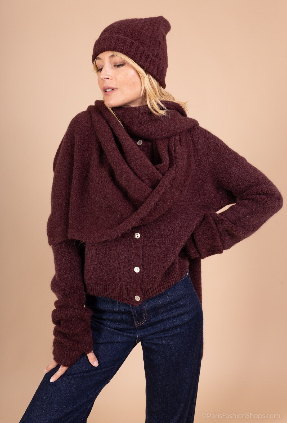 Wholesaler For Her Paris Grande Taille - Set of stole+hat+mittens in baby alpaca does not itch