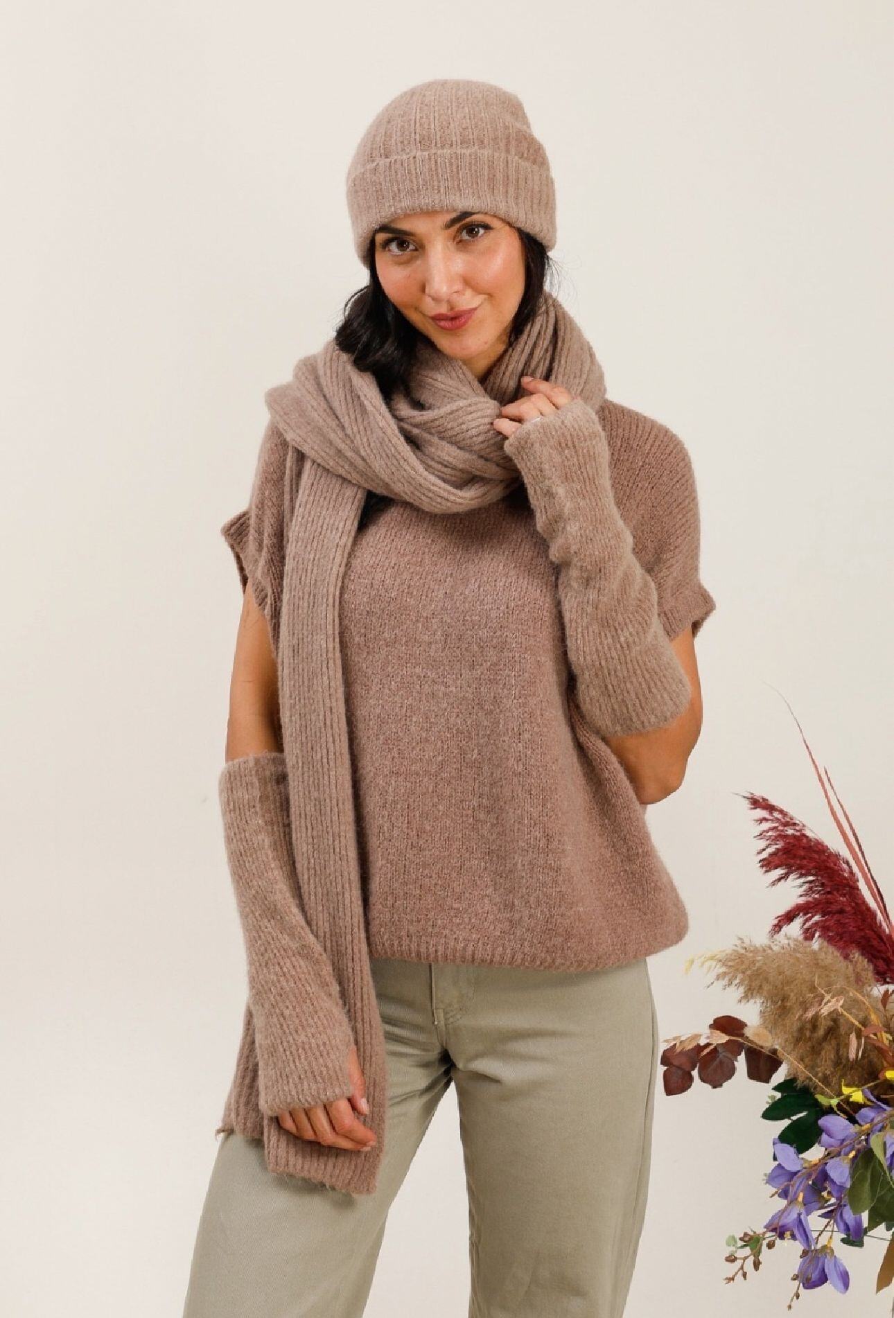 Wholesaler For Her Paris Grande Taille - Set of stole and hat in baby alpaca, non-itchy