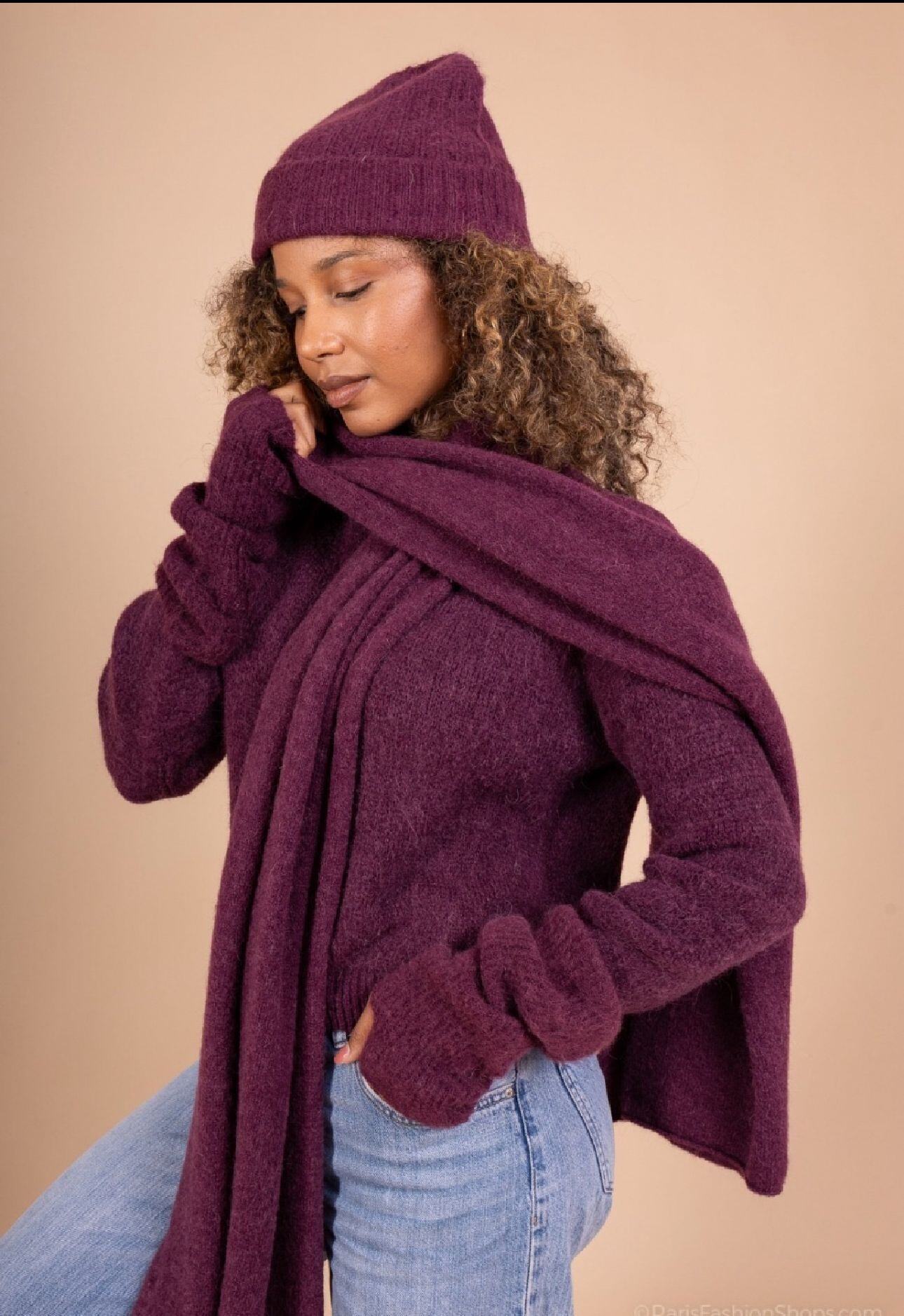Wholesaler For Her Paris Grande Taille - Stole and mittens set in baby alpaca, non-itchy