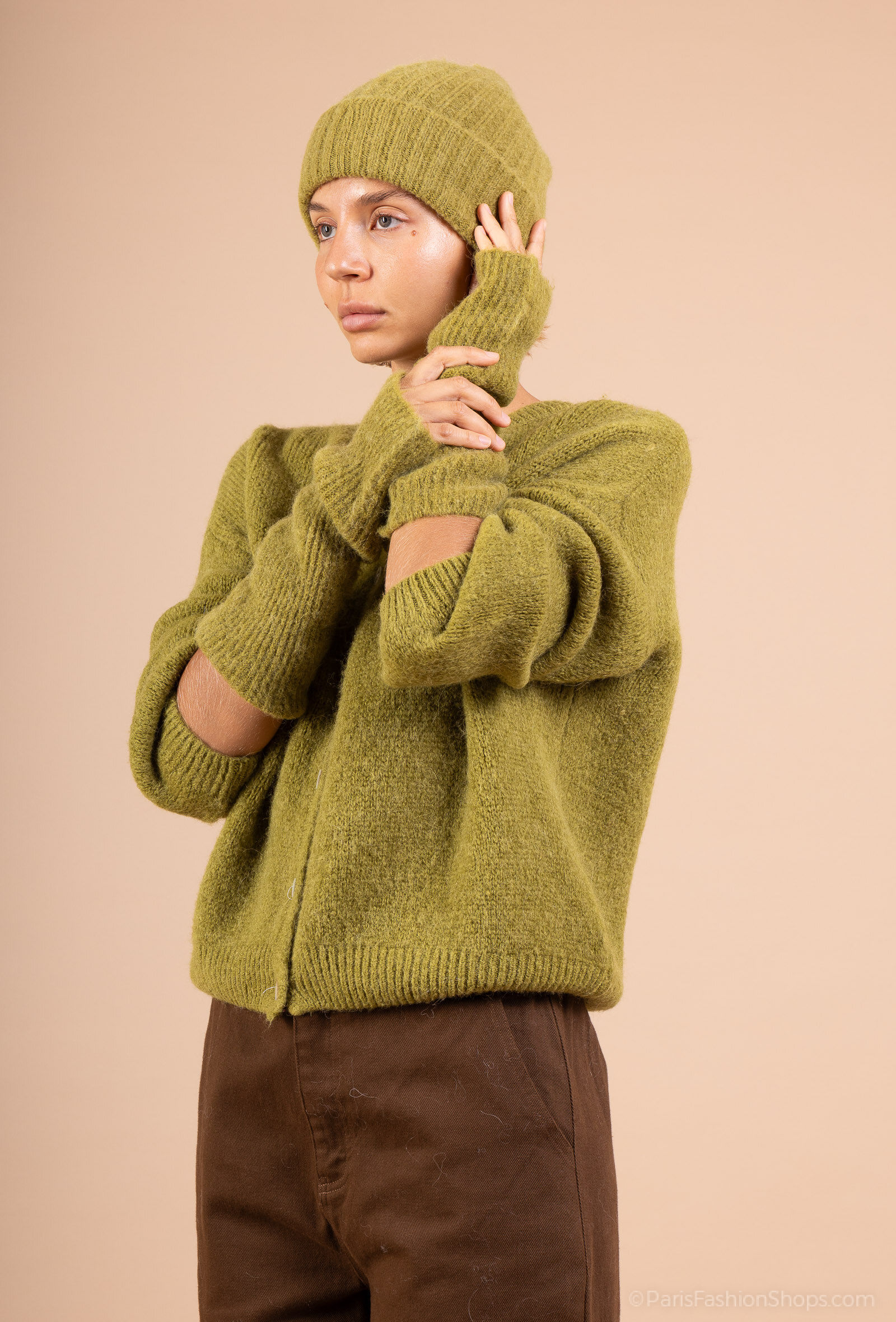 Wholesaler For Her Paris Grande Taille - Ribbed Baby Alpaca Hat and Mittens Set - Soft and Non-Itchy