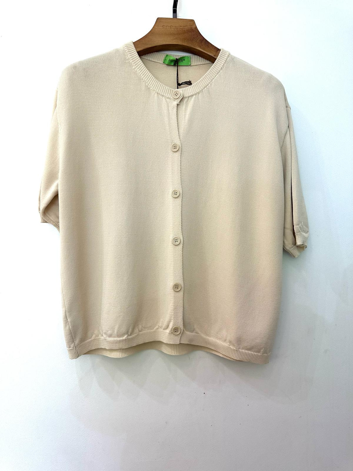 Wholesaler For Her Paris Grande Taille - Round neck viscose vest short sleeves with buttons
