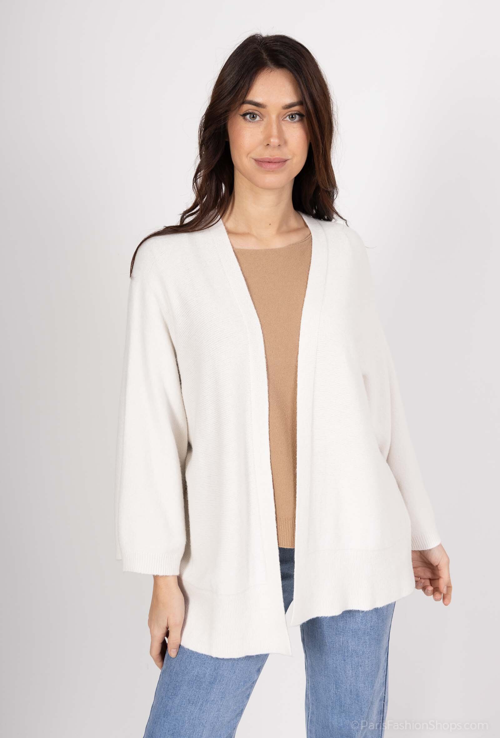 Wholesaler For Her Paris Grande Taille - Oversized solid cardigan with a cashmere feel and 3/4 sleeves