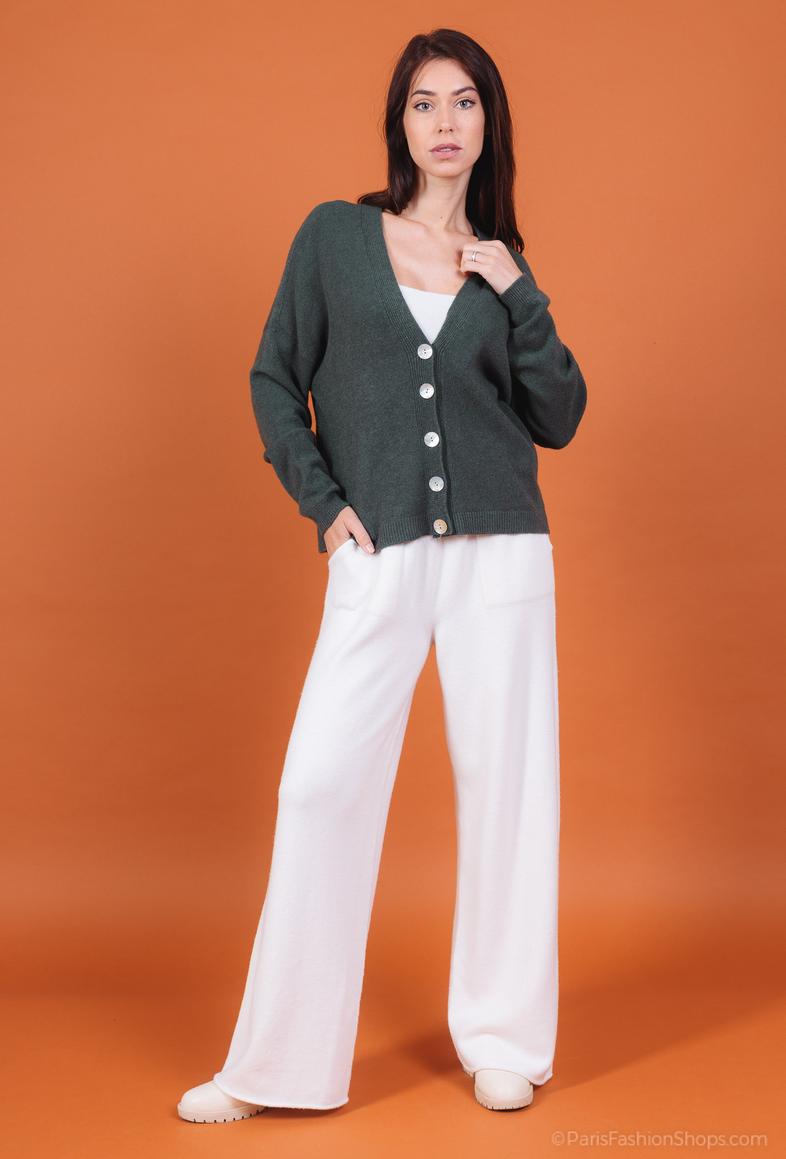 Großhändler For Her Paris Grande Taille - Nahtlose Strickjacke mit Knopf Langarm Kaschmir-Touch