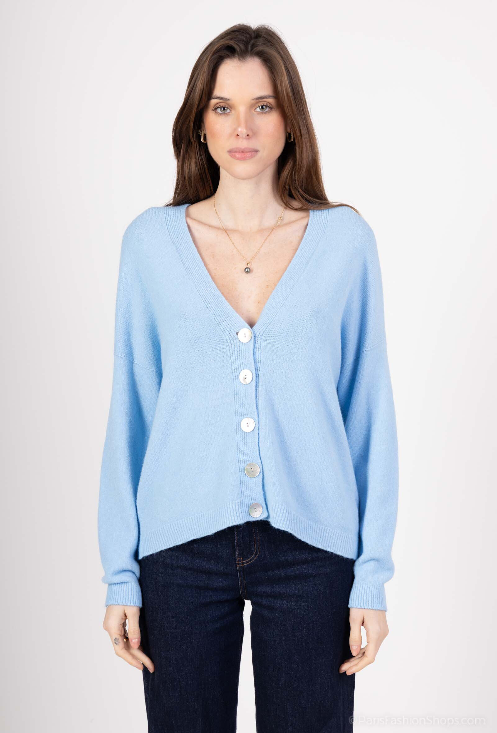 Wholesaler For Her Paris Grande Taille - Seamless cardigan with buttons, long sleeves, cashmere touch