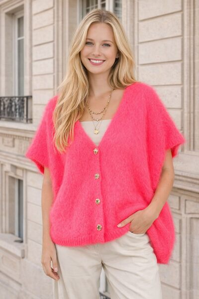 Mayorista For Her Paris Grande Taille - Chaleco liso sin mangas 80% kid mohair con botones dorados texturizados chaleco premium atemporal Mayorista For Her Paris Grande Taille - Chaleco liso sin mangas 80% kid mohair con botones dorados texturizados chaleco premium atemporal