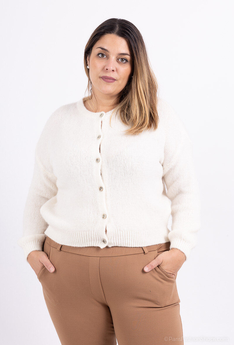 Großhändler For Her Paris Grande Taille - Oversize-Strickjacke mit runden Knöpfen, langen Ärmeln aus Baby-Alpaka, kratzt nicht