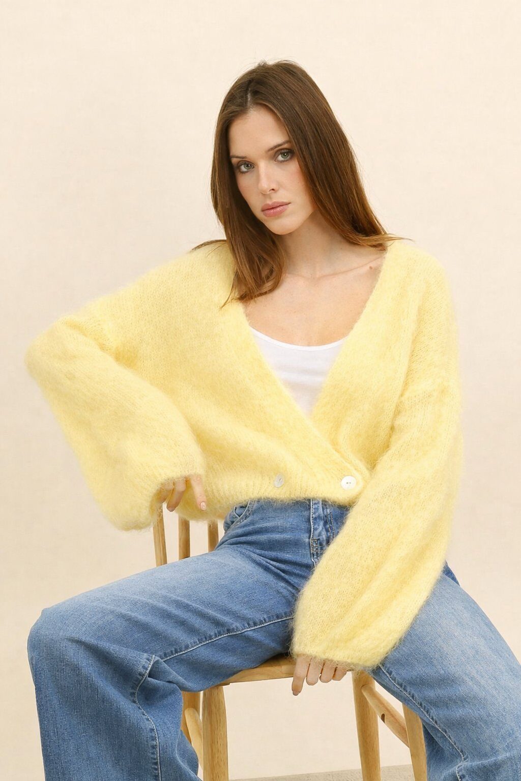 Wholesaler For Her Paris Grande Taille - Bolero cardigan 80% Kid Mohair long sleeves timeless elegance