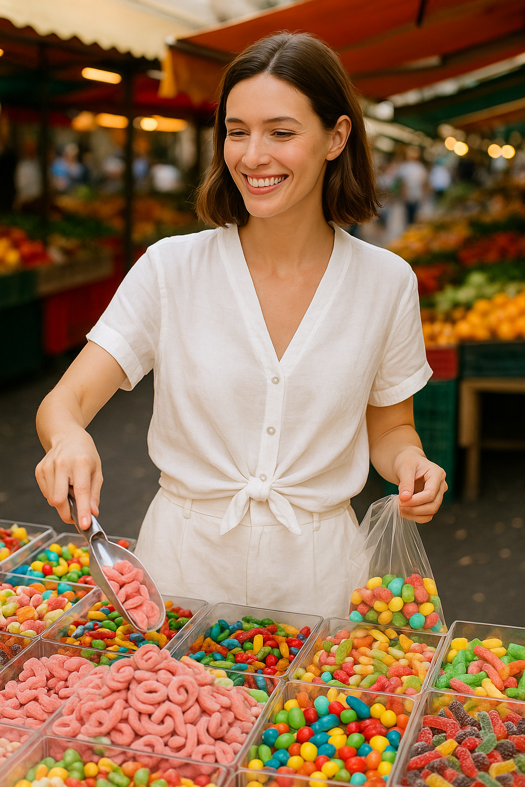 Großhändler For Her Paris Grande Taille - Top/Weste mit 100% Leinenknöpfen Kurzärmel V -Neck