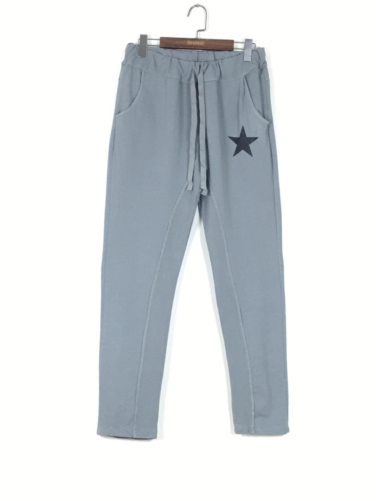 Grossista For Her Paris Grande Taille - Pantaloni di cotone uniti con una stella stampata