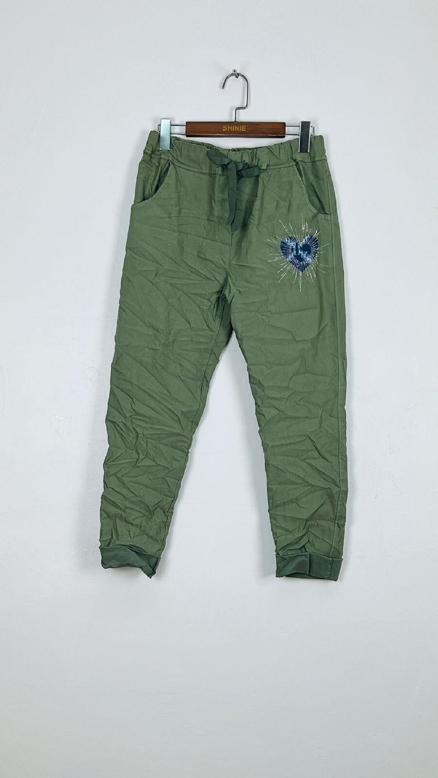 Grossista For Her Paris Grande Taille - Pantaloni di cotone schiacciati ricamati