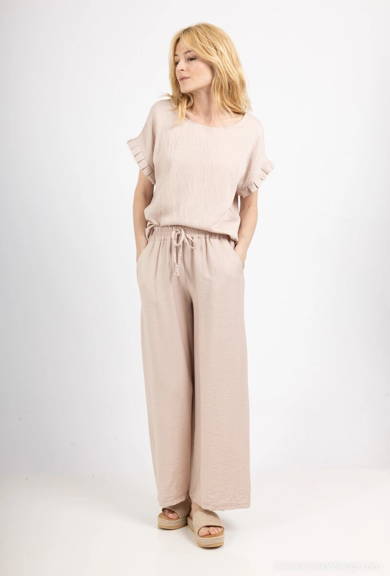 Wholesaler For Her Paris Grande Taille - Wide plain pants with 2 front pockets, elasticated waist