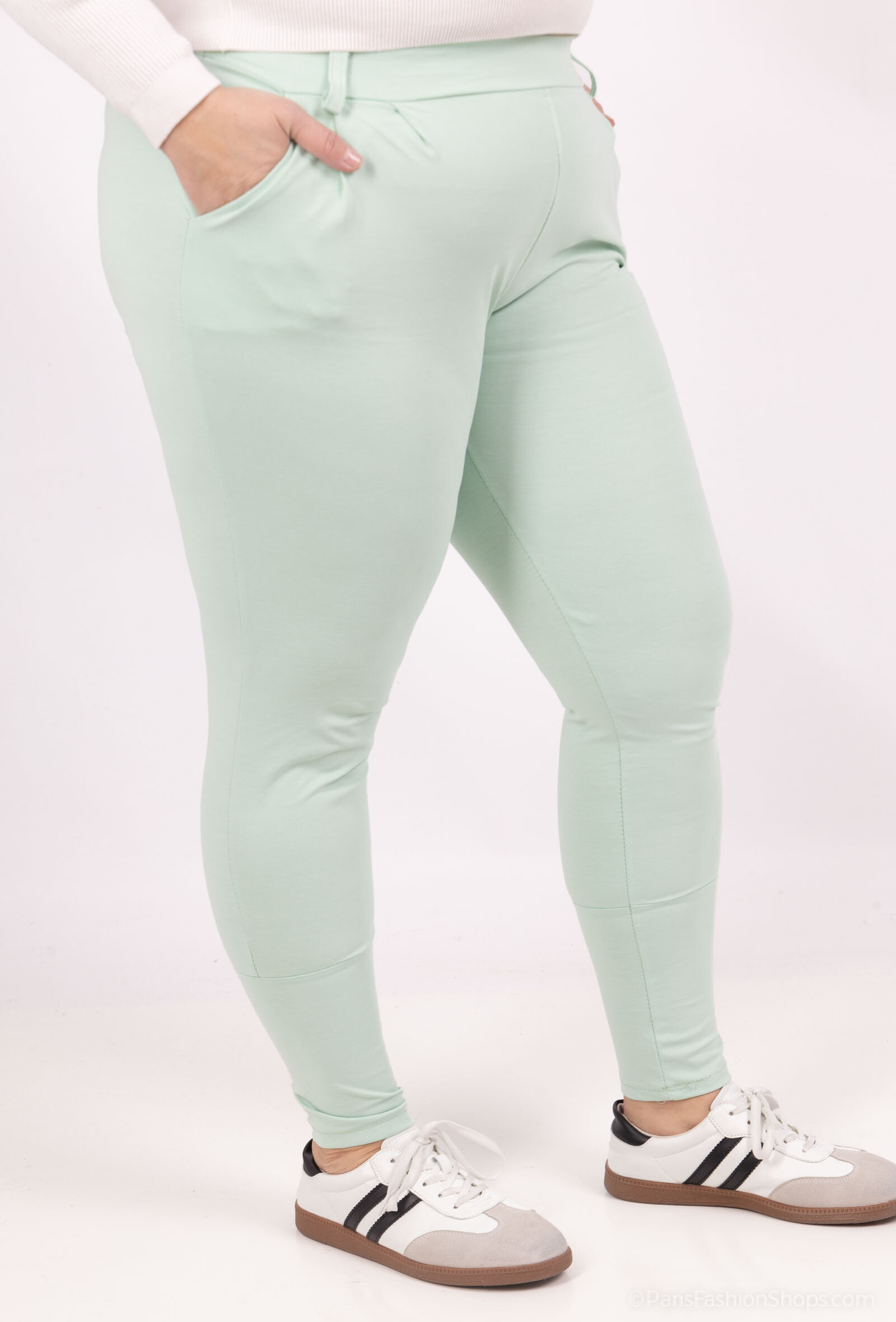 Grossiste For Her Paris Grande Taille - Pantalon coton taille élastiquée bas resserré