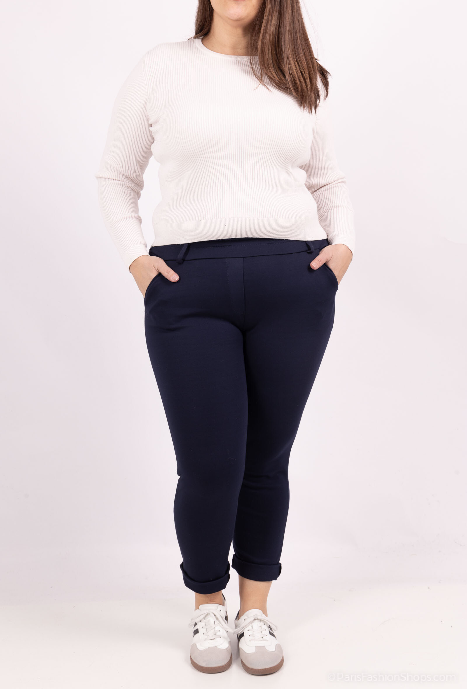 Wholesaler For Her Paris Grande Taille - Basic pants with elasticated and belted waist