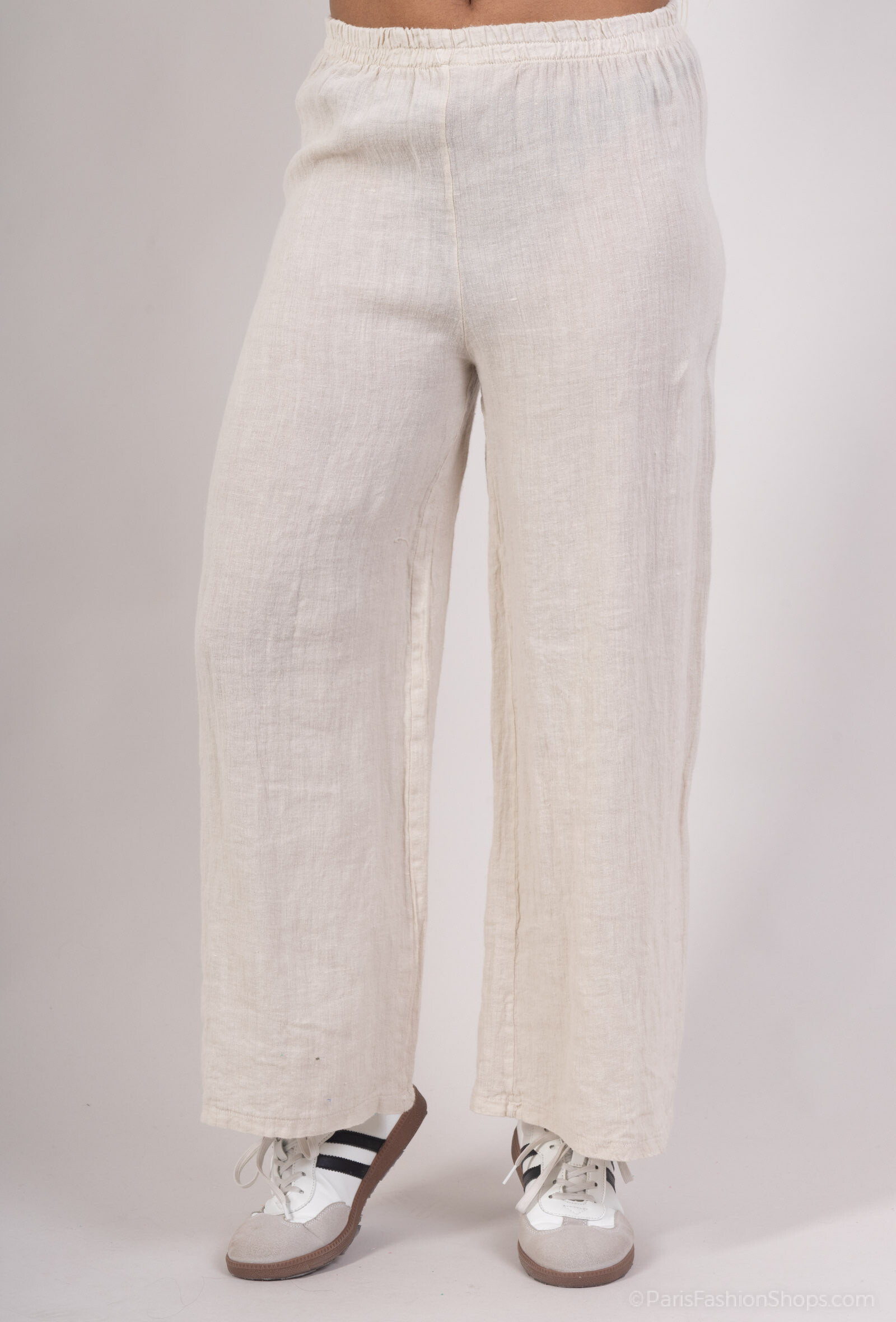 Großhändler For Her Paris Grande Taille - Weite Damenhose 100 % Leinen