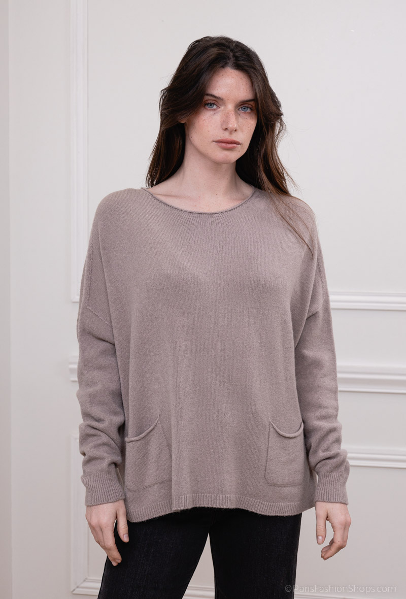 Großhändler For Her Paris Grande Taille - Top Oversize Rundhalsstrick