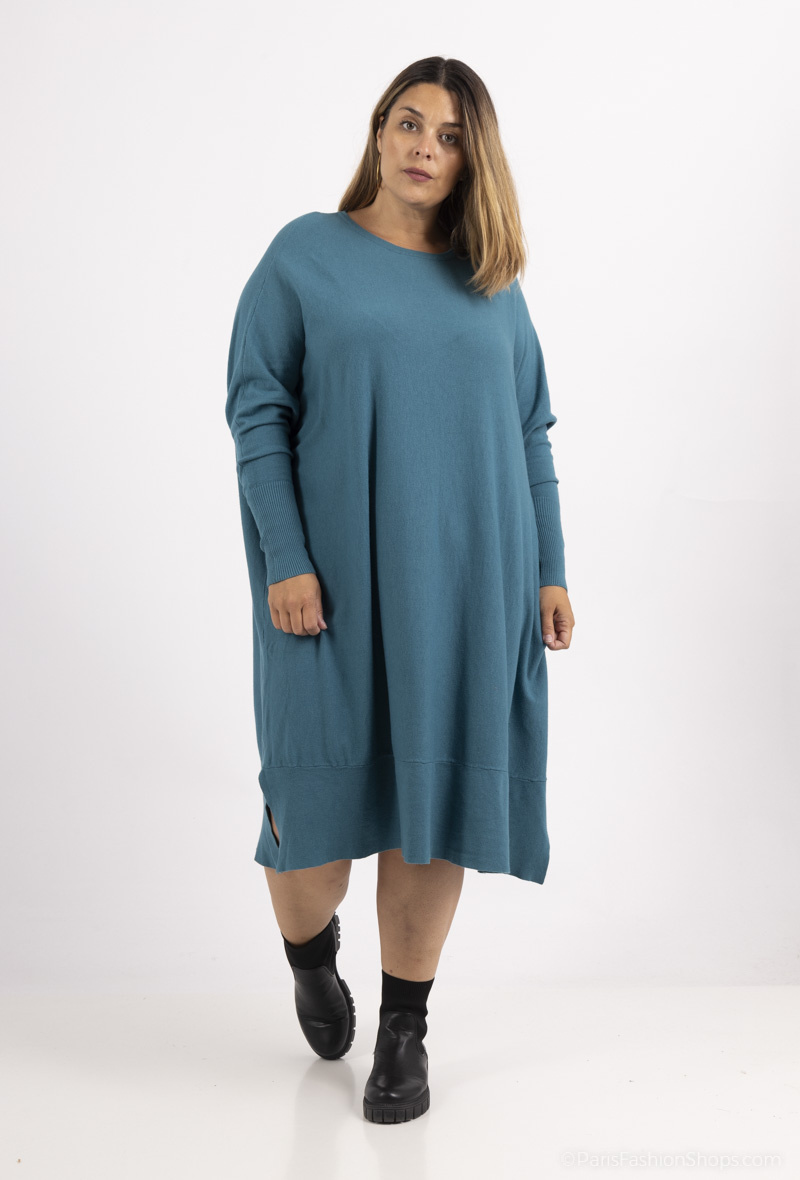 Großhändler For Her Paris Grande Taille - Langer und unifarbener Oversize Kleid