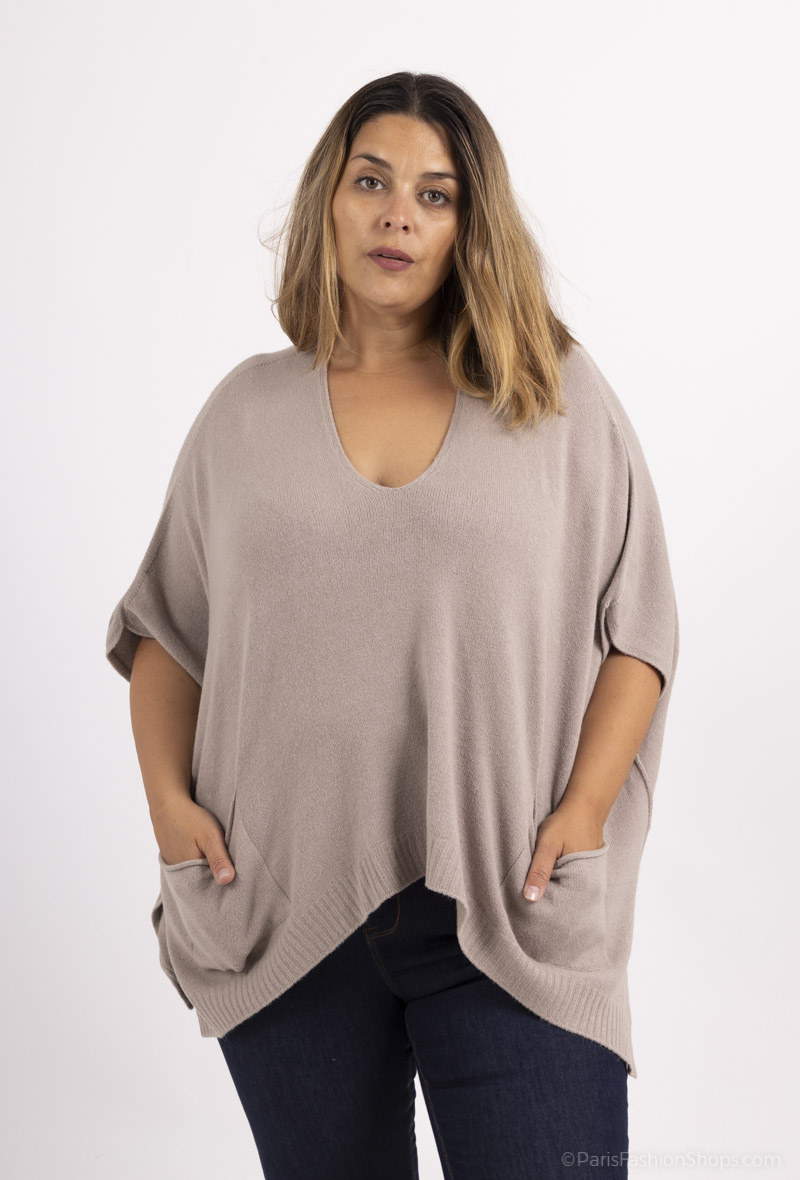 Mayorista For Her Paris Grande Taille - poncho de malla cuello V