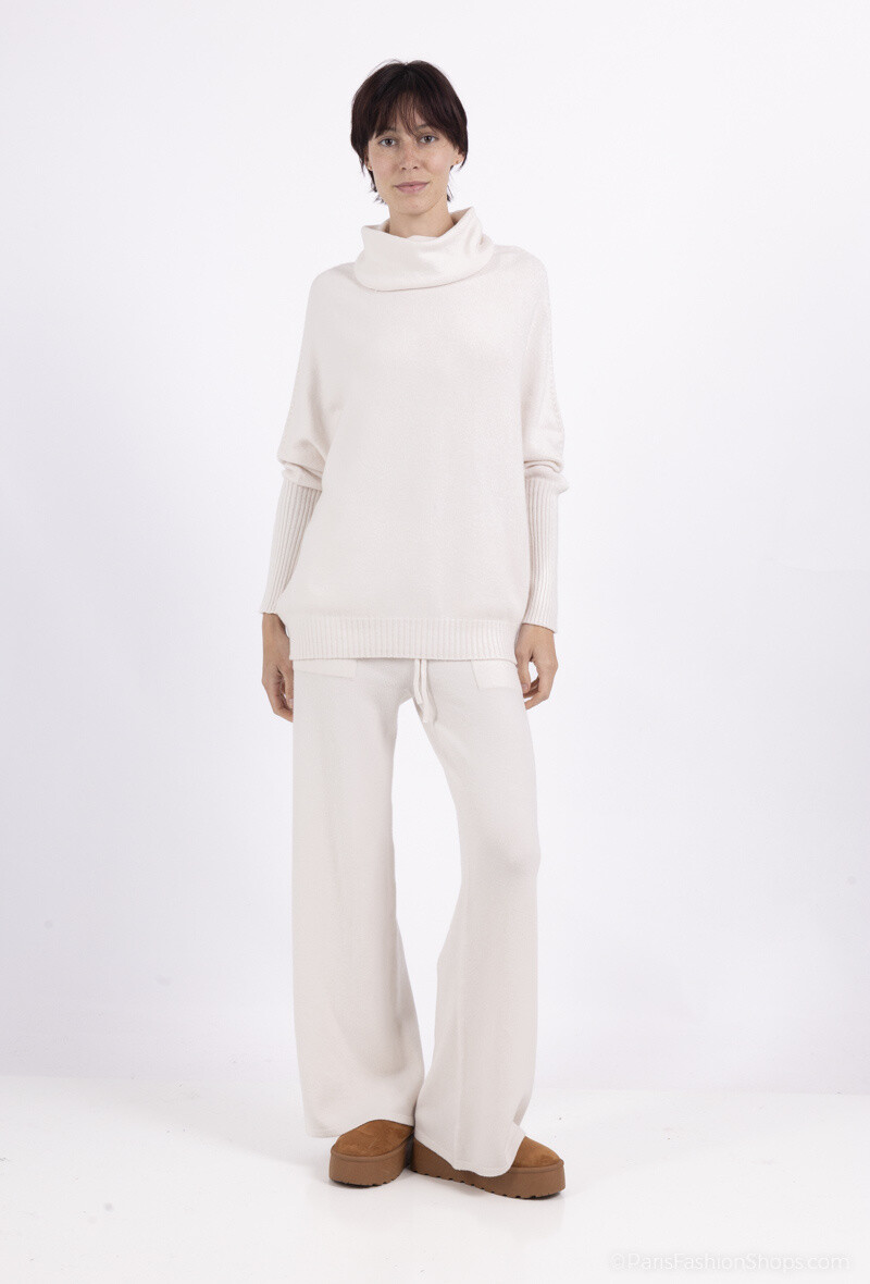 Mayorista For Her Paris Grande Taille - Jersey oversize liso de manga larga con cuello vuelto y tacto cashmere